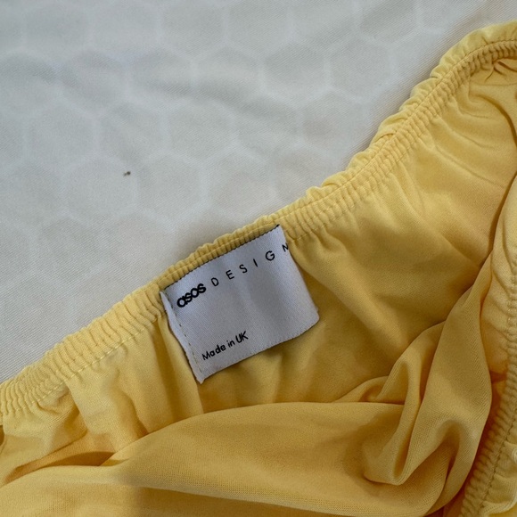 ASOS Yellow Ruched Off-Shoulder Bodycon Dress - Picture 3 of 3